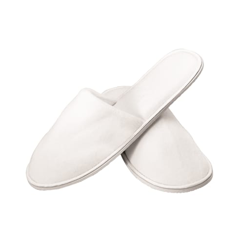 Terry Slippers, Closed Toe, 11in L, 200 GSM, White